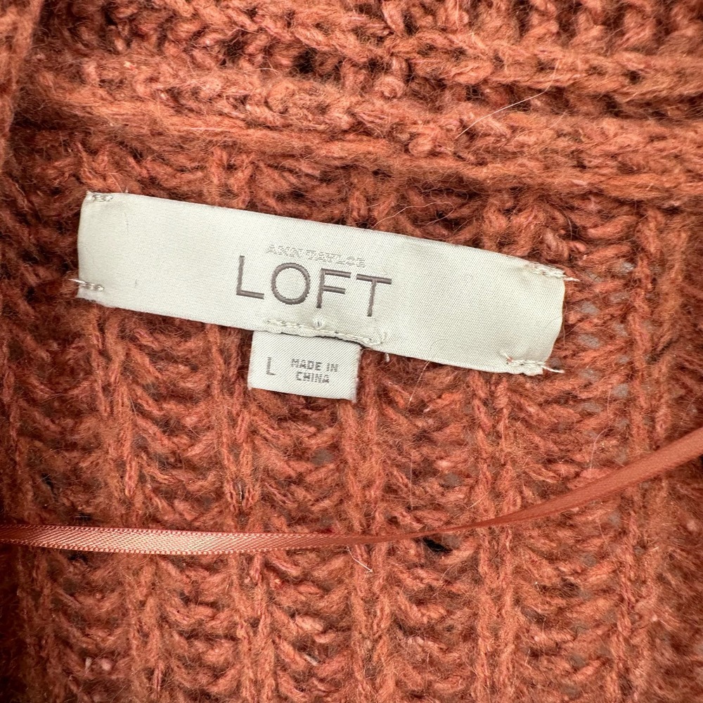 Loft Size Large Orange Open Front Duster Cardigan… - image 4